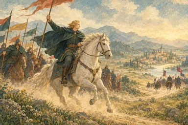 ოქროსთმიანი მხედარი სოფლებისკენ მიმავალ გზას ათავისუფლებს.