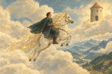 ვარსკვლავივით მბზინავი ფაფრით რაში ჭაბუკს ცაში მიაქროლებს.