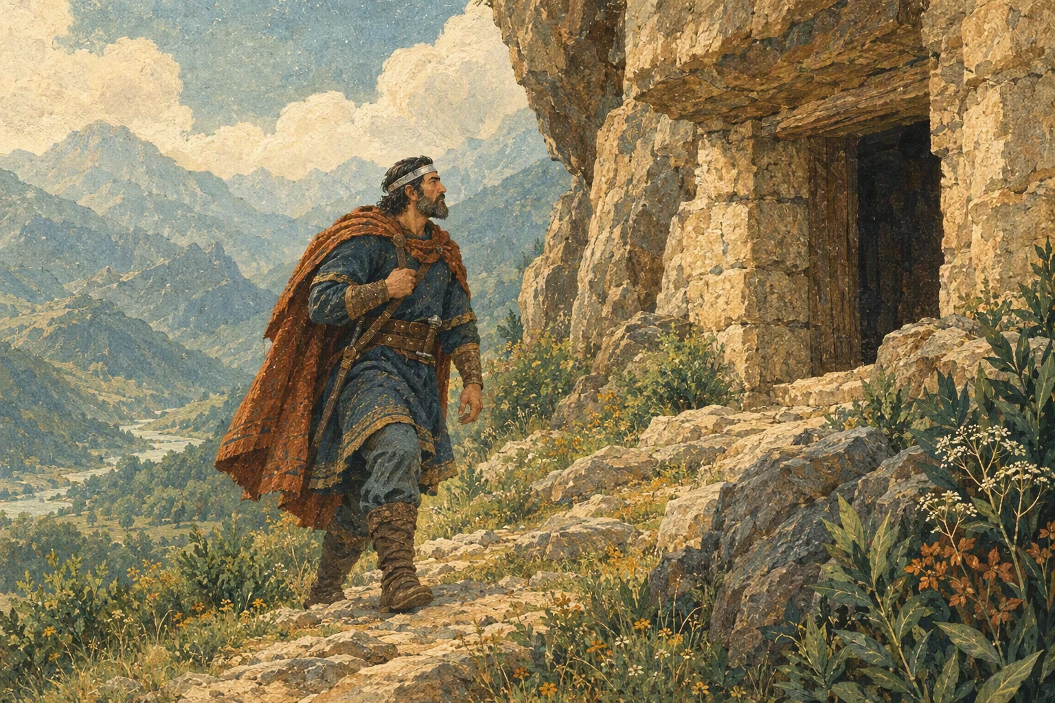 როსტომი კლდეში მცხოვრები მებრძოლისკენ მიემართება.