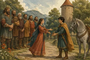 ქალი და ილანკუღა ცხრა ძმას ემშვიდობებიან.